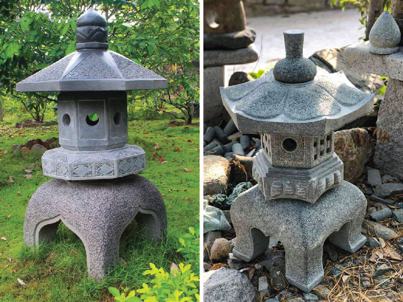 Mẫu đèn đá đế thấp, trang trí đơn giản cho sân vườn