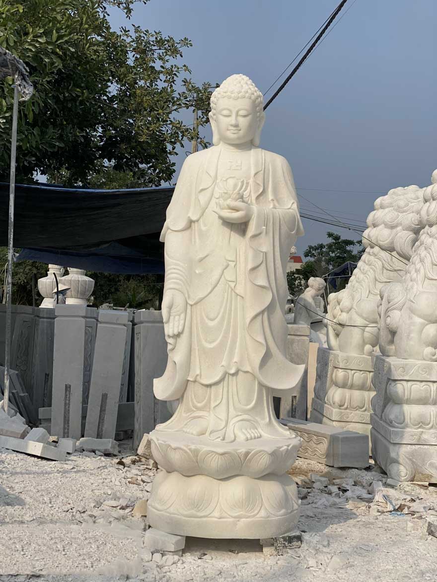 Mẫu tượng Phật A Di Đà bằng đá đứng