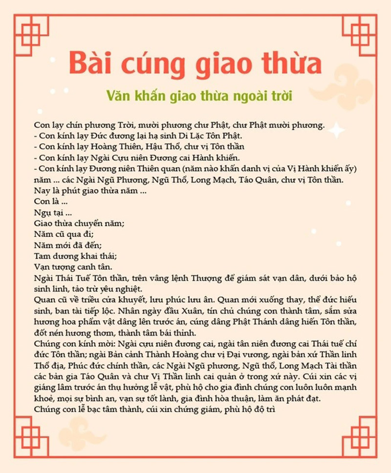 Bài cúng Giao thừa ngoài trời